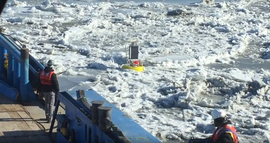 Aridea's sensor buoy operating in the frozen waters of Cook Inlet