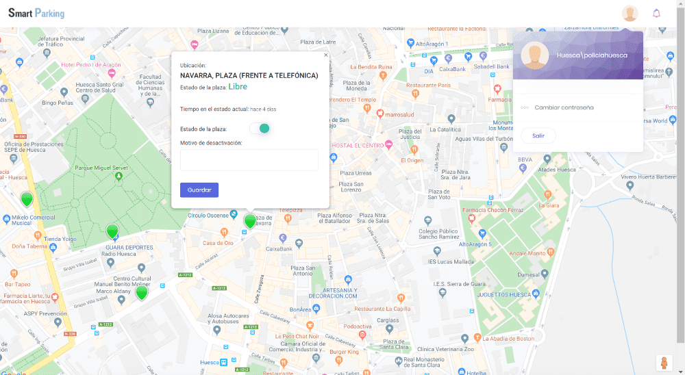 Smart Parking S3 dashboard