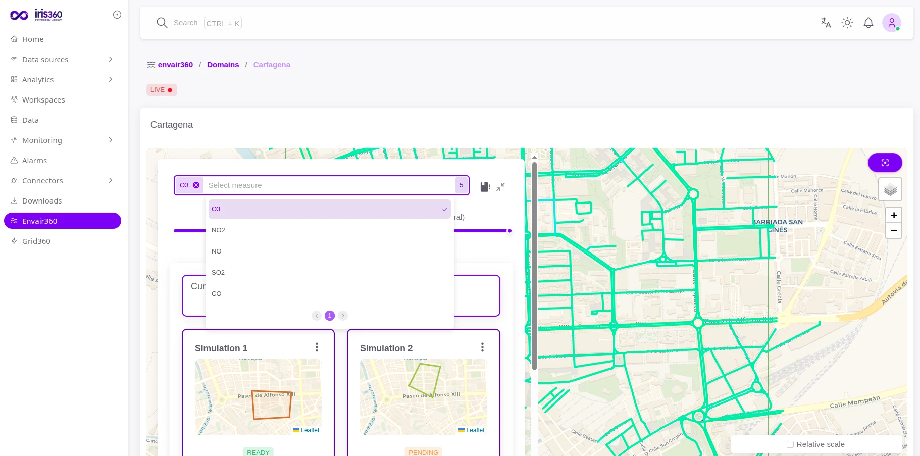 iris360 current air-quality status for a city