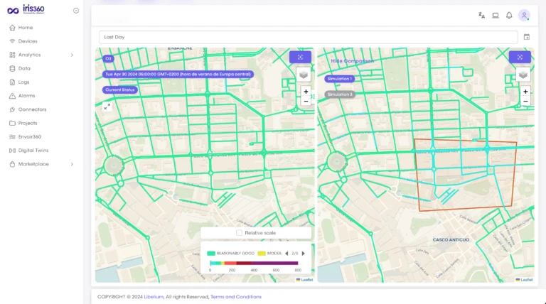 iris360 scenario comparison on a map